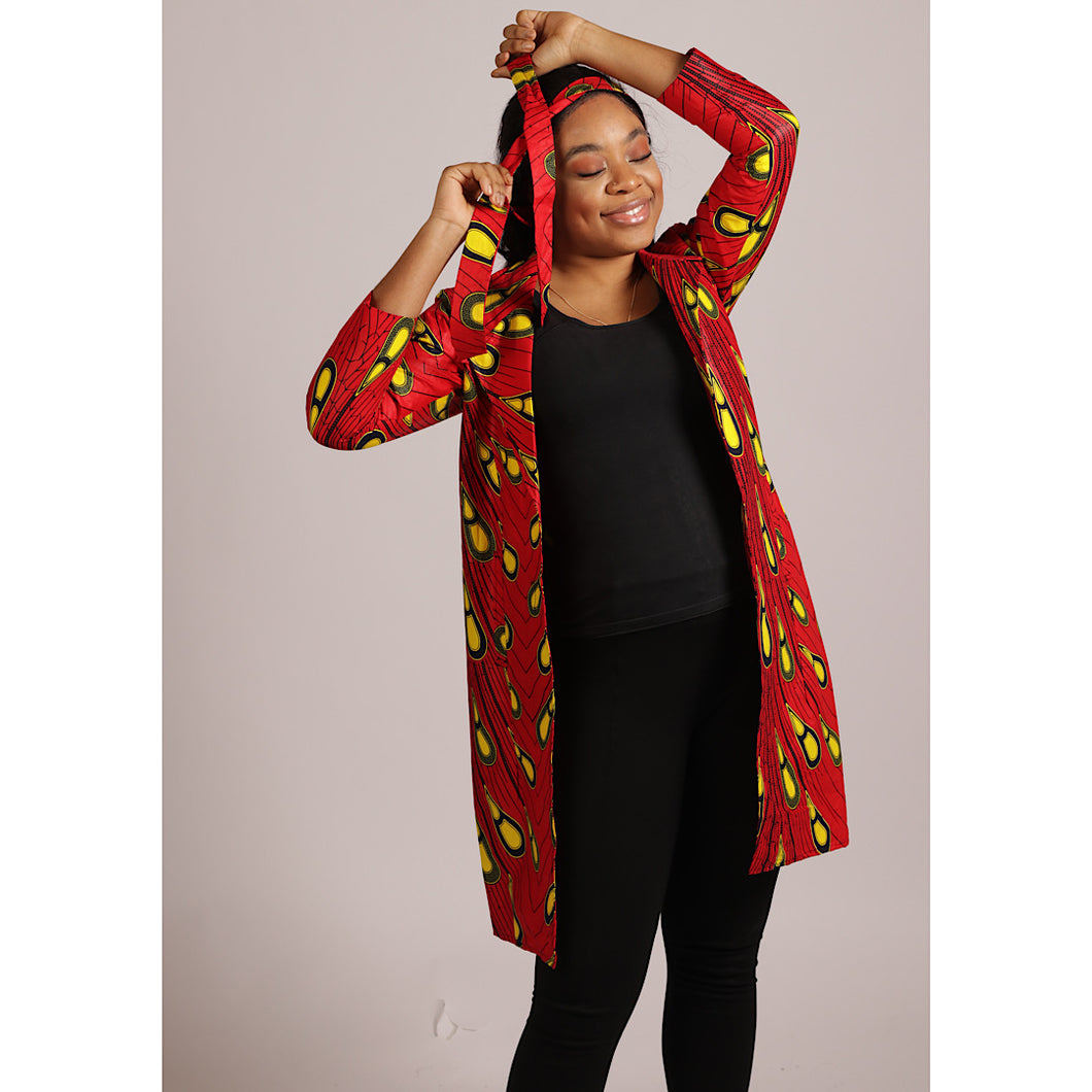 Red and Yellow African Print Jacket